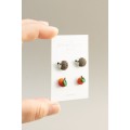 Hedgehog & Apple Stud Earrings – Hypoallergenic Polymer Clay Jewelry for Sensitive Ears