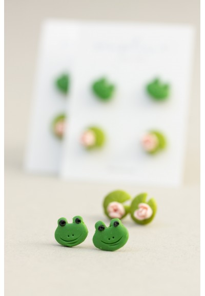 Hedgehog & Apple Stud Earrings Set – Hypoallergenic Polymer Clay Jewelry for Sensitive Ears