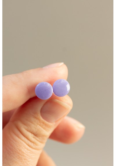 Set of 3 Pairs of Minimalist Dot Stud Earrings for Sensitive Ears, Pastel Pink, Purple, Silver, Hypoallergenic, Polymer Clay, Lightweight, Gift Box