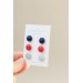 Set of 3 Pairs of Hypoallergenic Dot Stud Earrings - Dark Blue, Red, Light Blue  