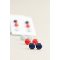 Set of 3 Pairs of Hypoallergenic Dot Stud Earrings - Dark Blue, Red, Light Blue  