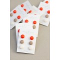 Set of 3 Pairs of Hypoallergenic Dot Stud Earrings - Orange, Coffee, Ivory