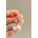 Set of 3 Pairs of Hypoallergenic Dot Stud Earrings - Orange, Coffee, Ivory