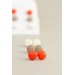 Set of 3 Pairs of Hypoallergenic Dot Stud Earrings - Orange, Coffee, Ivory