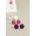 Set of 3 Pairs of Hypoallergenic Dot Stud Earrings - Dark Purple, Violet, Light Blue