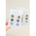 Set of 3 Pairs of Hypoallergenic Dot Stud Earrings - Pastel Green, Blue, Dark Purple