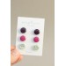 Set of 3 Pairs of Hypoallergenic Dot Stud Earrings - Dark Purple, Violet, Light Blue