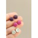 Set of 3 Pairs of Hypoallergenic Dot Stud Earrings - Dark Purple, Violet, Light Blue