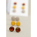 Set of 3 Pairs of Hypoallergenic Dot Stud Earrings - Black, Gold, Coffee