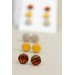 Set of 3 Pairs of Hypoallergenic Dot Stud Earrings - Black, Gold, Coffee