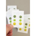 Set of 3 Pairs of Hypoallergenic Dot Stud Earrings - Green, Lime, Yellow