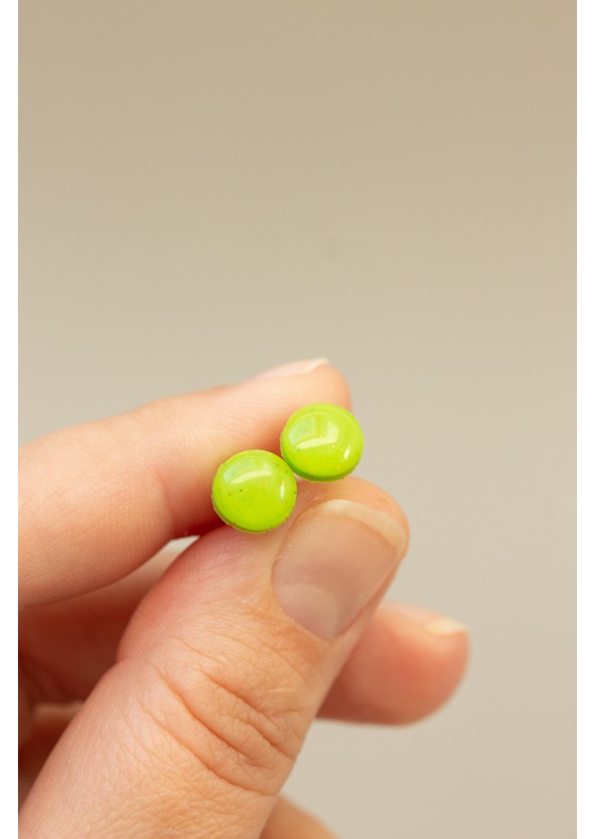 Set of 3 Pairs of Hypoallergenic Dot Stud Earrings - Green, Lime, Yellow