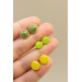 Set of 3 Pairs of Hypoallergenic Dot Stud Earrings - Green, Lime, Yellow