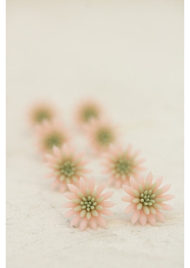 Pink Succulent Earrings – Polymer Clay Studs & Clip-ons