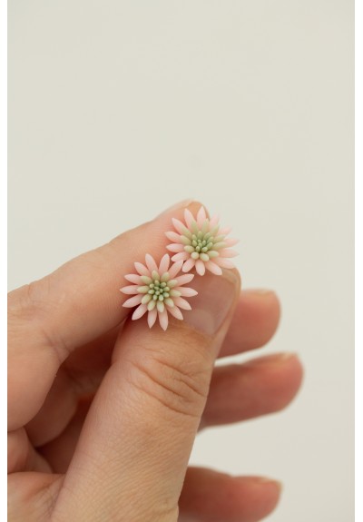 Handmade Pink Succulent Earrings – Studs or Clip-ons, Hypoallergenic Polymer Clay