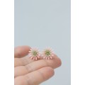 Pink Succulent Earrings – Polymer Clay Studs & Clip-ons