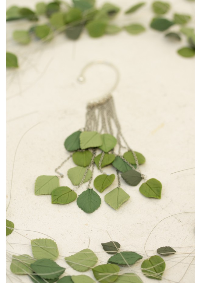 Handmade Green Leaf Ear Cuff – Elegant & Lightweight