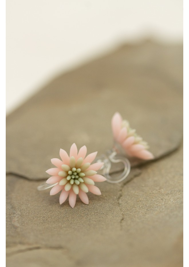 Pink Succulent Earrings – Polymer Clay Studs & Clip-ons