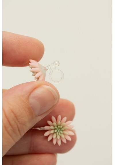 Handmade Pink Succulent Earrings – Studs or Clip-ons, Hypoallergenic Polymer Clay