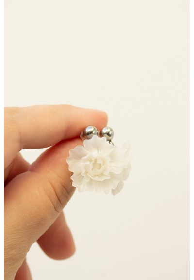 White & Semi-Transparent Flower Earrings – Handmade & Lightweight