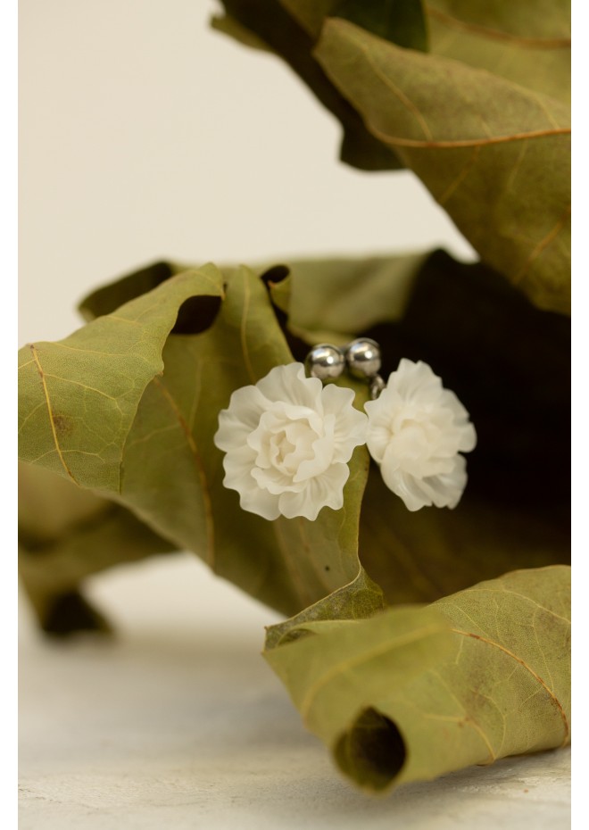 Handmade White Flower Earrings – Lightweight & Delicate