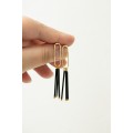 Minimalist Black and Gold Geometric Earrings – Sleek & Elegant