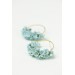 Handmade Light Blue Floral Hoop Earrings – Lightweight & Elegant