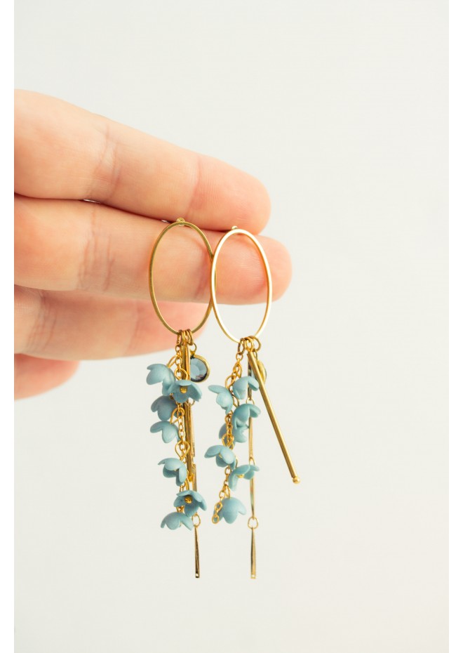 Handmade Blue Floral Earrings – Lightweight & Elegant