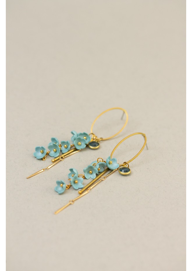 Handmade Blue Floral Earrings – Lightweight & Elegant