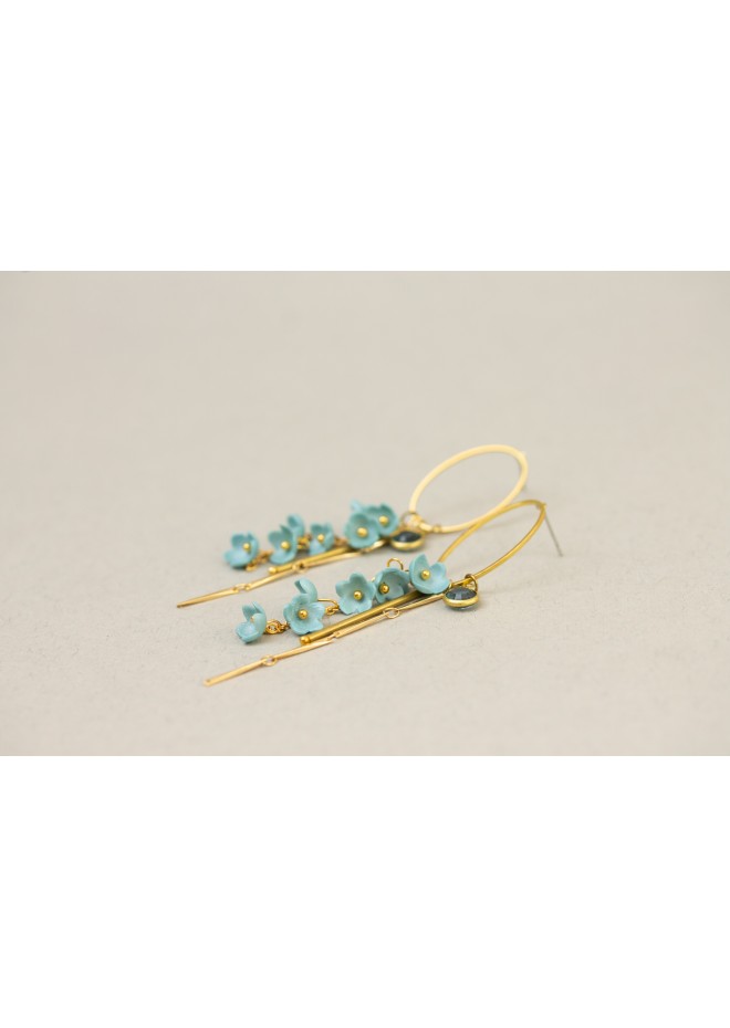 Handmade Blue Floral Earrings – Lightweight & Elegant