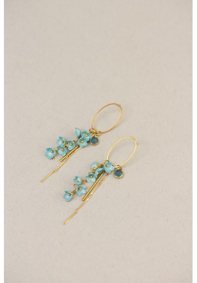 Elegant Blue Floral Earrings – Handmade & Lightweight