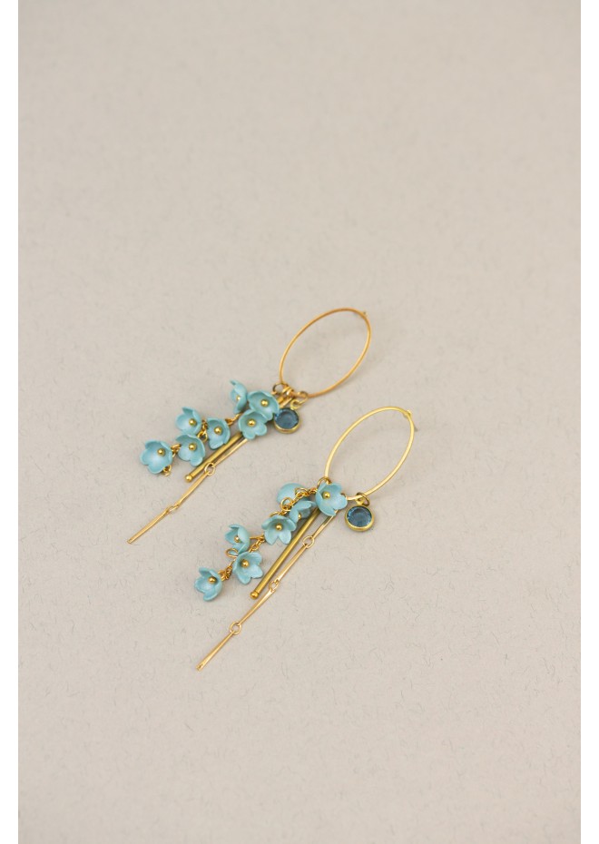 Handmade Blue Floral Earrings – Lightweight & Elegant