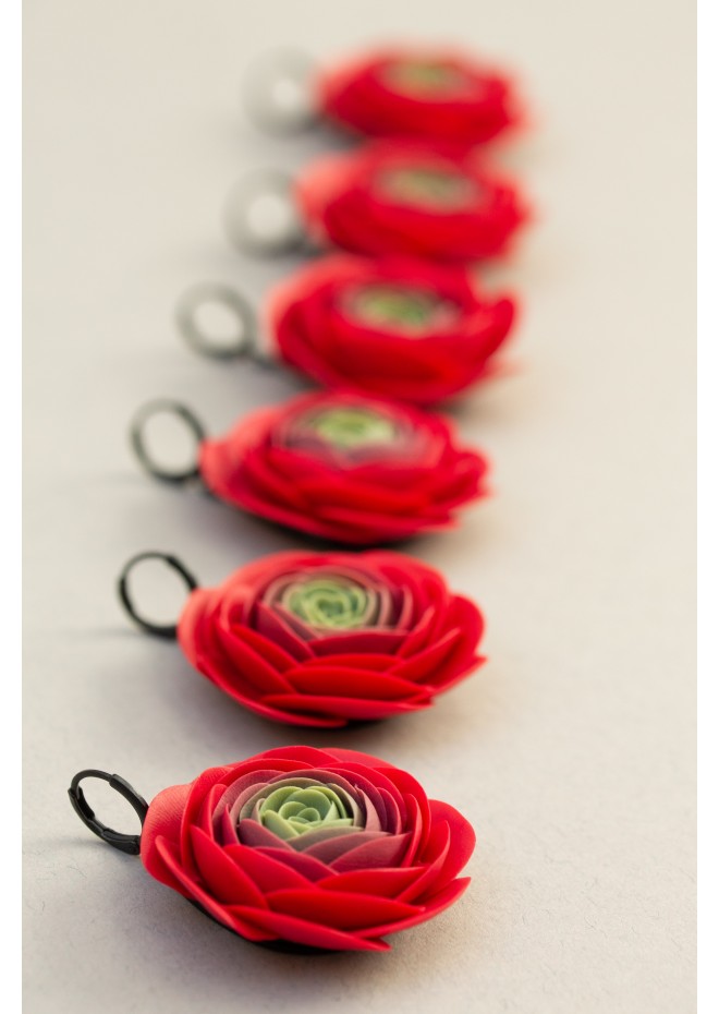 Handmade Red Ranunculus Earrings – Bold Floral Jewelry