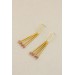 Minimalist Gold Geometric Earrings – Green or Purple Stones