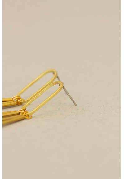 Minimalist Gold Geometric Earrings with Green or Purple Gemstones