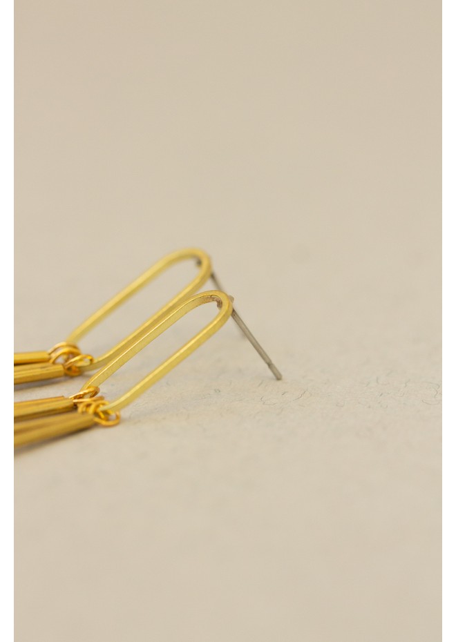 Minimalist Gold Geometric Earrings – Green or Purple Stones