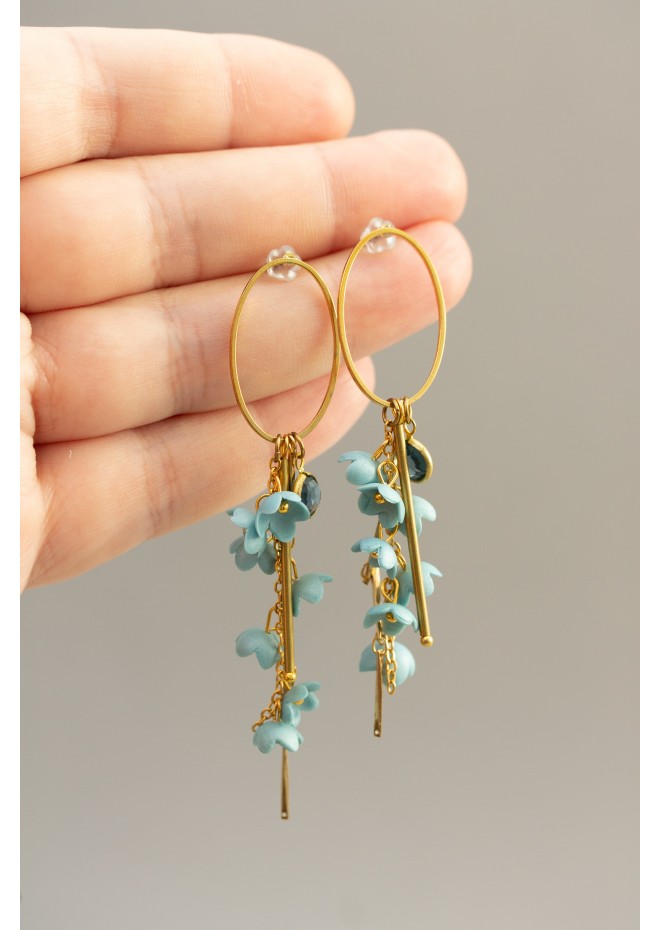 Handmade Blue Floral Earrings – Lightweight & Elegant