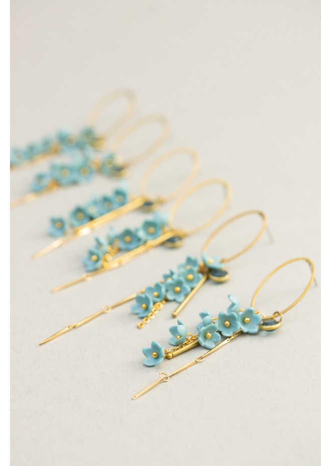 Handmade Blue Floral Earrings – Lightweight & Elegant