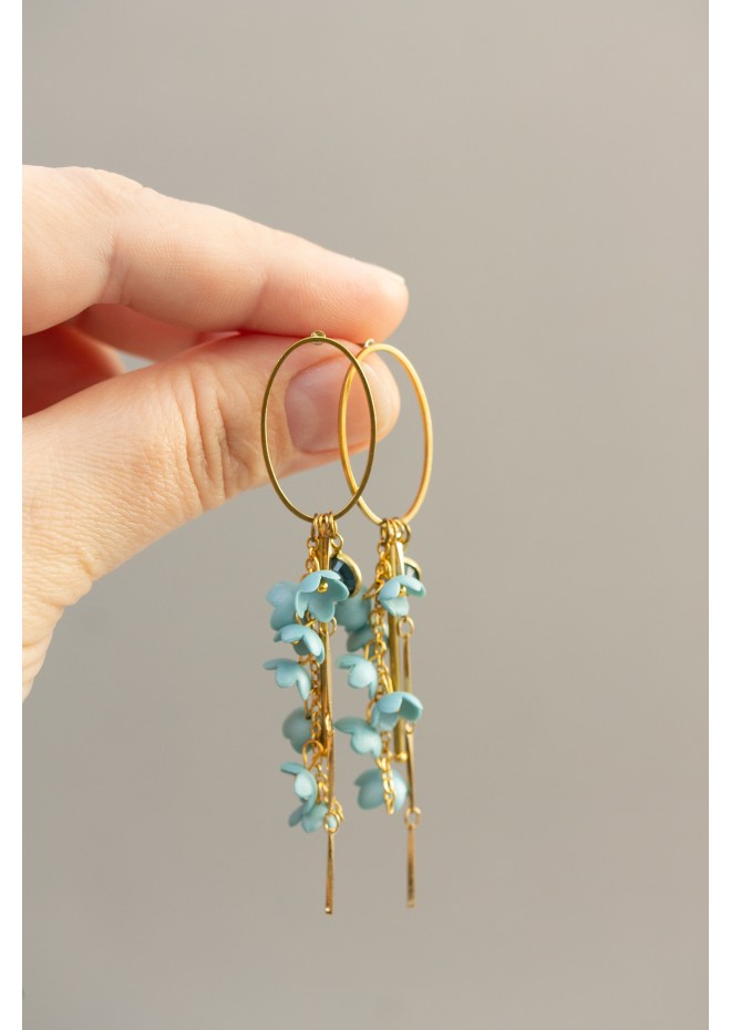 Handmade Blue Floral Earrings – Lightweight & Elegant