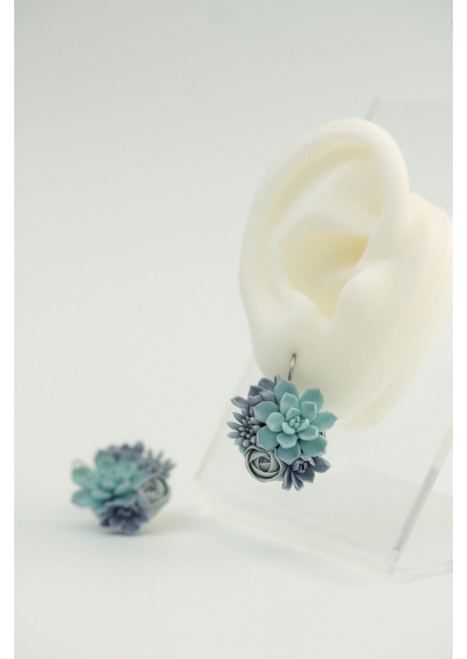 Handmade Succulent Earrings – Unique Floral Dangle Jewelry