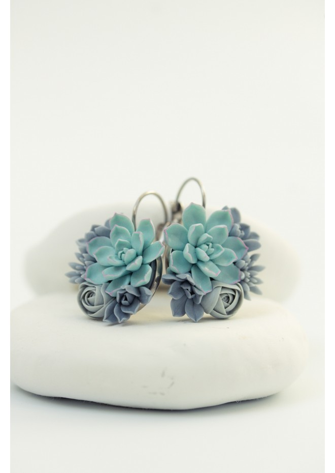 Handmade Succulent Earrings – Unique Floral Dangle Jewelry