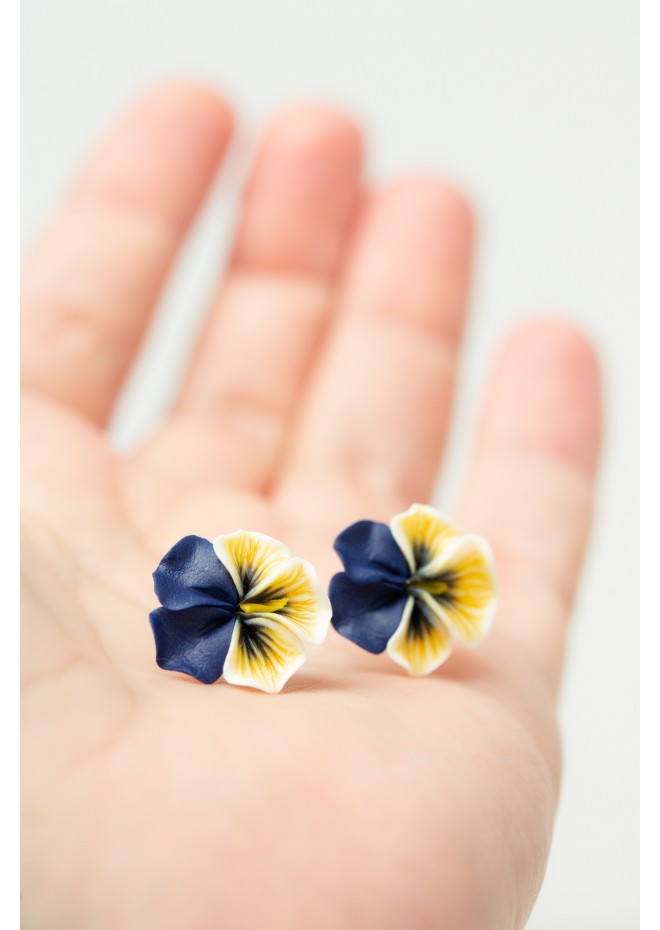 Handmade Dark Purple Pansy Earrings – Floral Jewelry