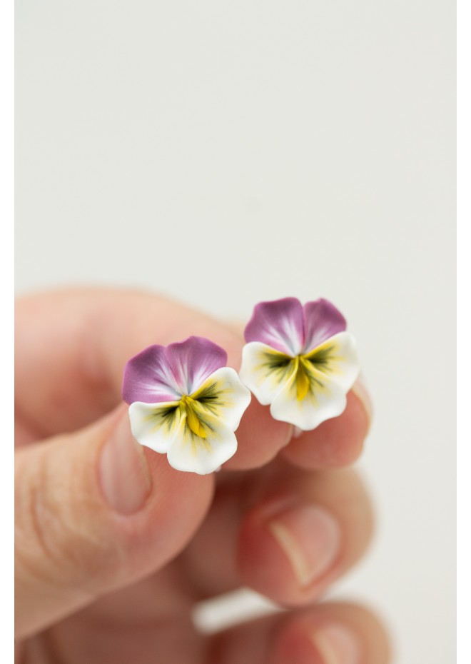 Handmade Pansy Earrings – Unique & Lightweight Floral Jewelry