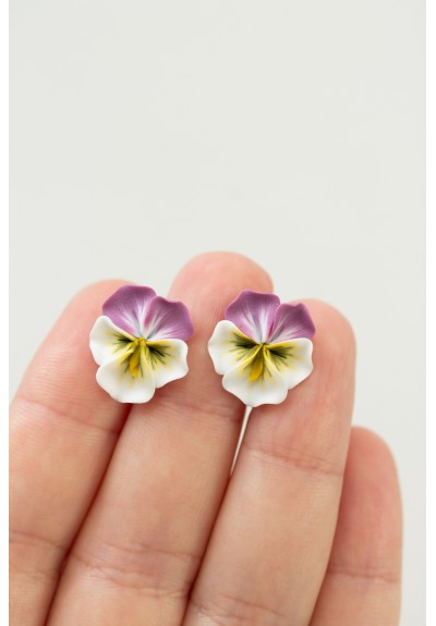 Handmade Pansy Flower Earrings – Lightweight & Hypoallergenic