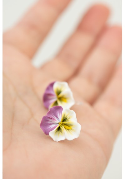 Handmade Pansy Flower Earrings – Lightweight & Hypoallergenic