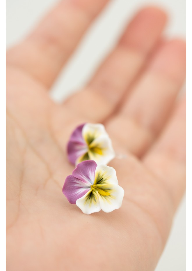 Handmade Pansy Earrings – Unique & Lightweight Floral Jewelry