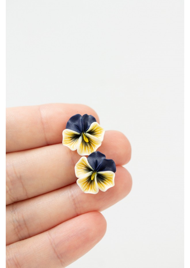 Handmade Dark Purple Pansy Earrings – Floral Jewelry