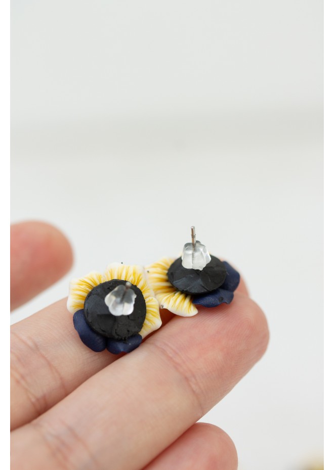 Handmade Dark Purple Pansy Earrings – Floral Jewelry