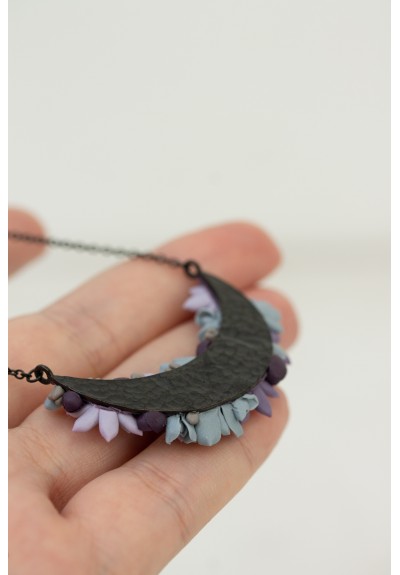 Handmade Purple Succulent Necklace – Polymer Clay Statement Jewelry