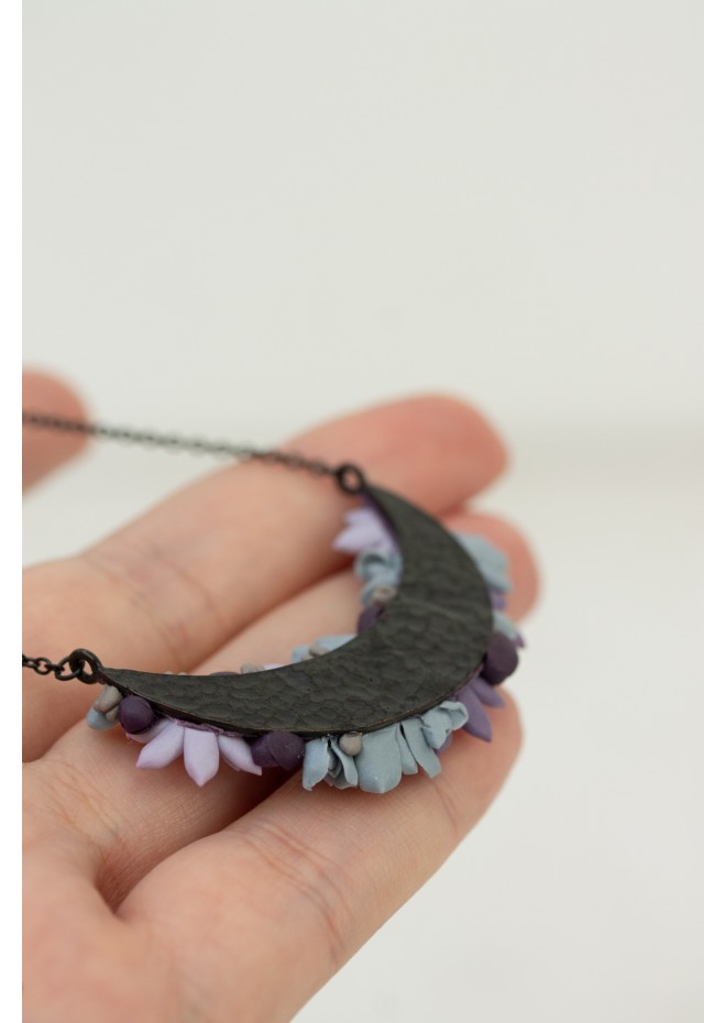 Handmade Purple Succulent Necklace – Unique Polymer Clay Jewelry